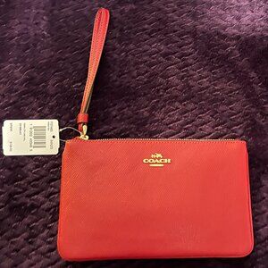 NWT~COACH-Large red wristlet